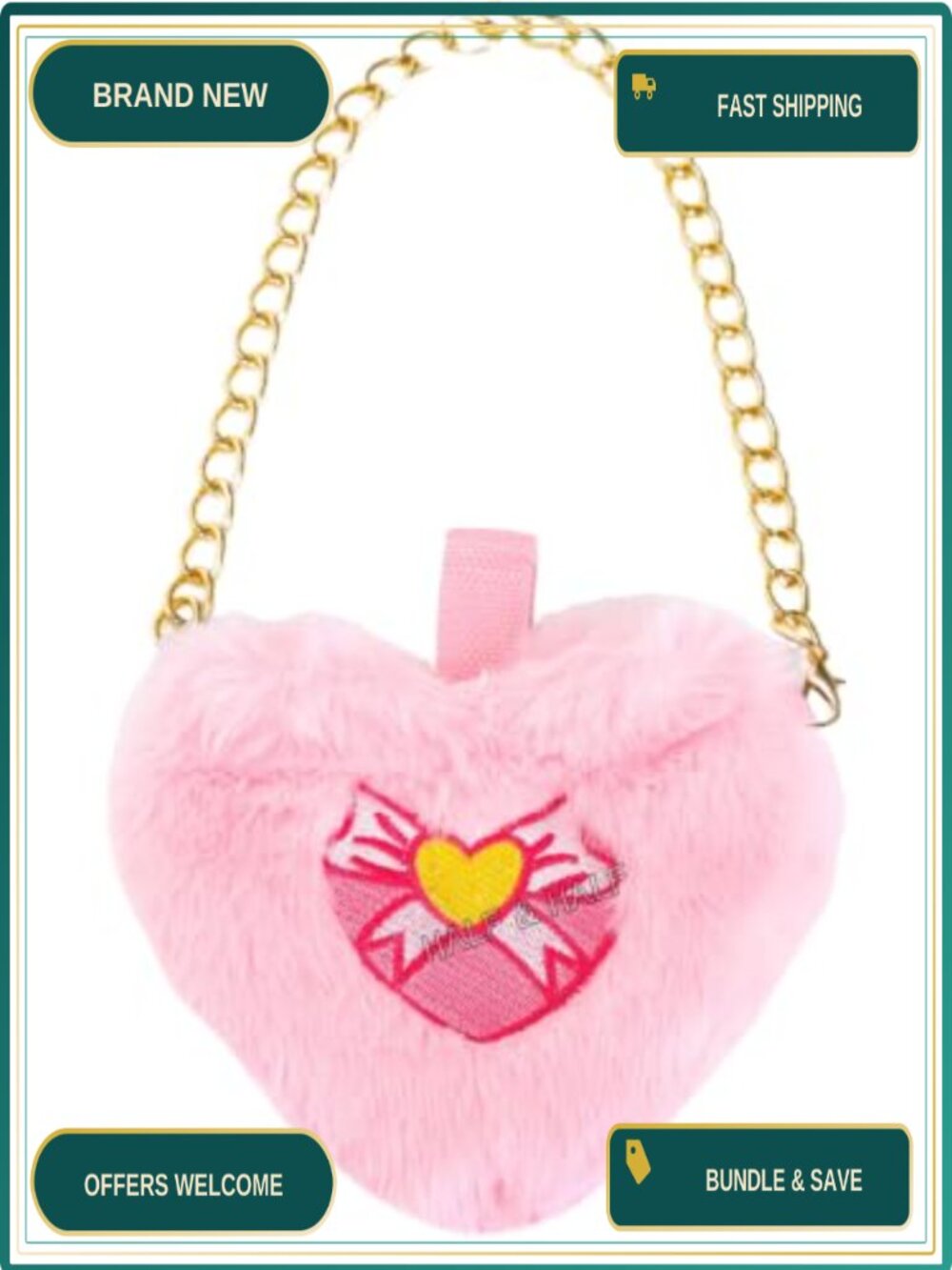 Plush Heart Chain Shoulder Bag Princess Costume Purse